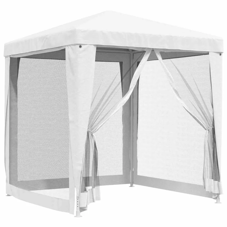 Tente de réception avec 4 parois latérales en maille 2x2m Blanc - 2