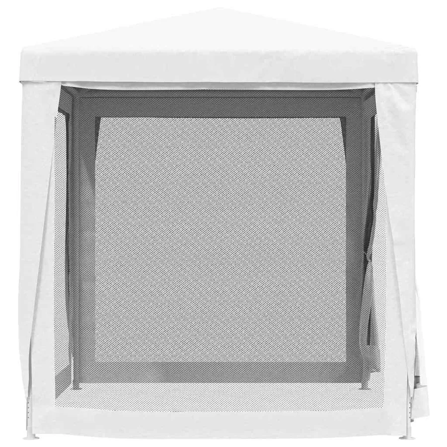 Tente de réception avec 4 parois latérales en maille 2x2m Blanc - 5