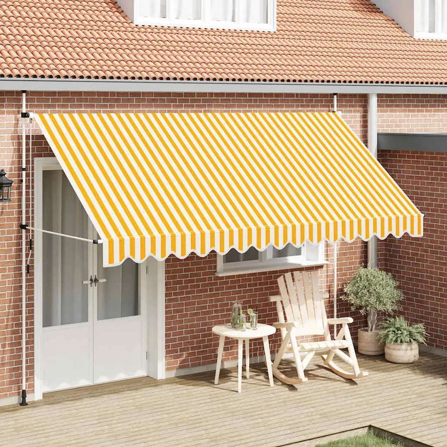 Auvent rétractable manuel 400 cm Rayures oranges et blanches