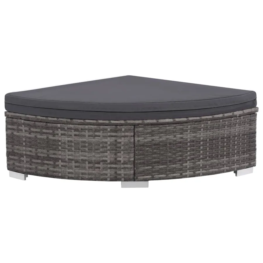 Salon de jardin 6 pcs avec coussins résine tressée gris - 5