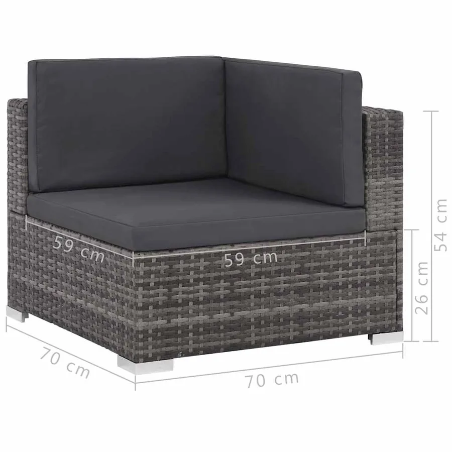 Salon de jardin 6 pcs avec coussins résine tressée gris - 6