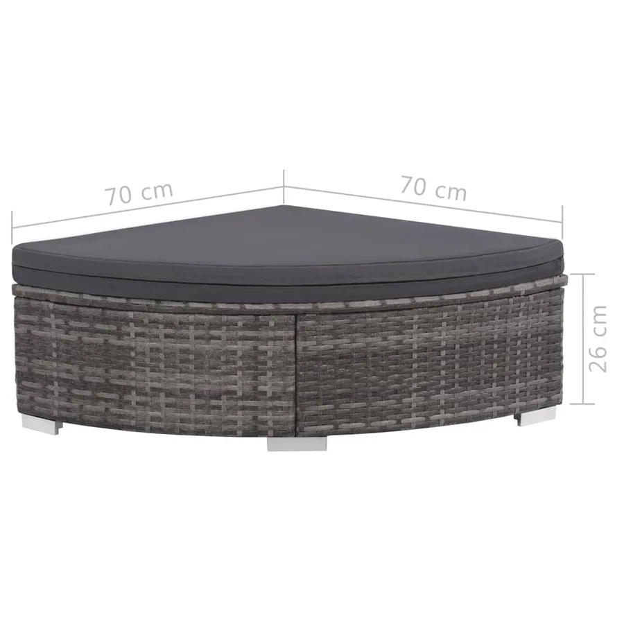 Salon de jardin 6 pcs avec coussins résine tressée gris - 9