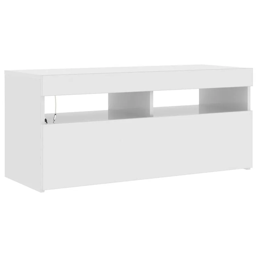 Meuble TV avec lumières LED blanc brillant 90x35x40 cm - 6