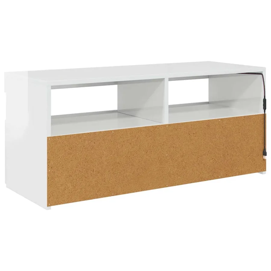 Meuble TV avec lumières LED blanc brillant 90x35x40 cm - 9