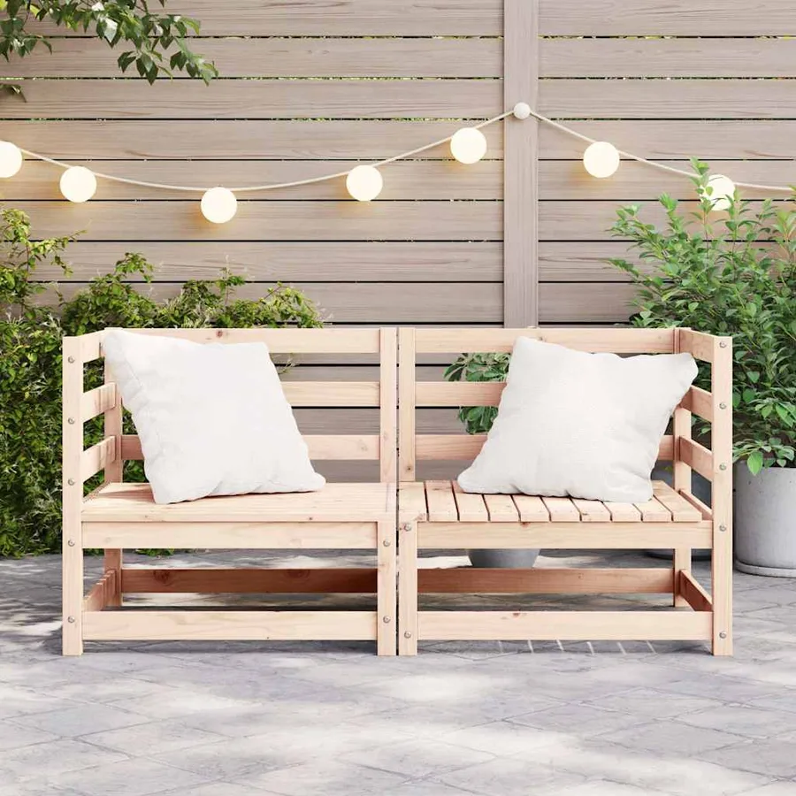 Canapés d'angle de jardin 2 pcs bois de pin massif - 3
