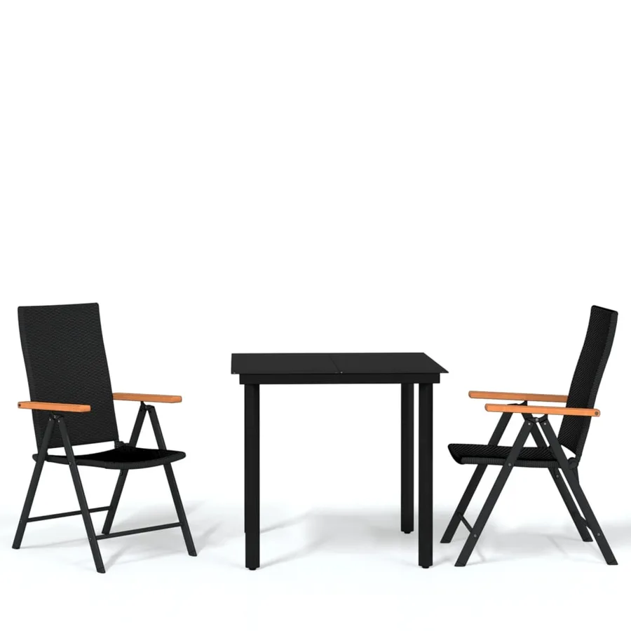 Ensemble à manger de jardin 3 pcs Noir - 2