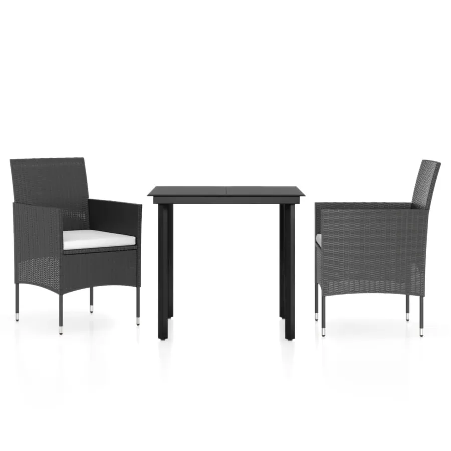 Ensemble à manger de jardin avec coussins 3 pcs noir - 2