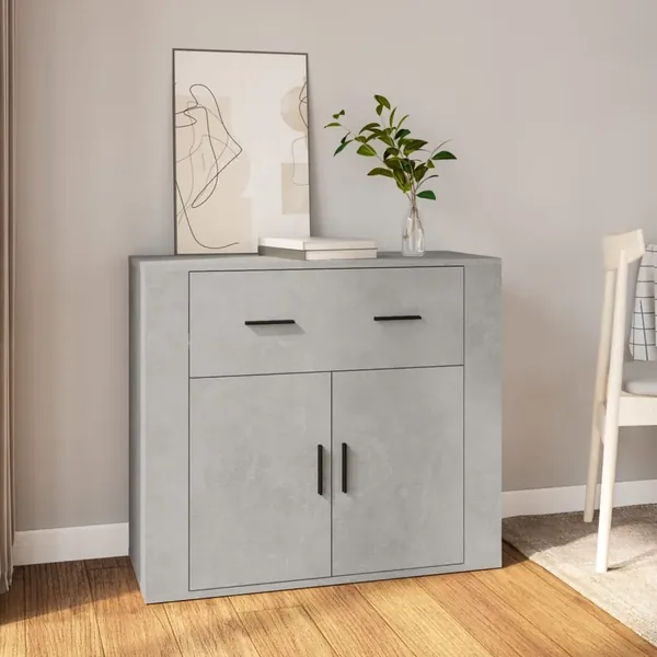 Buffet Gris béton 80x33x70 cm Bois d'ingénierie