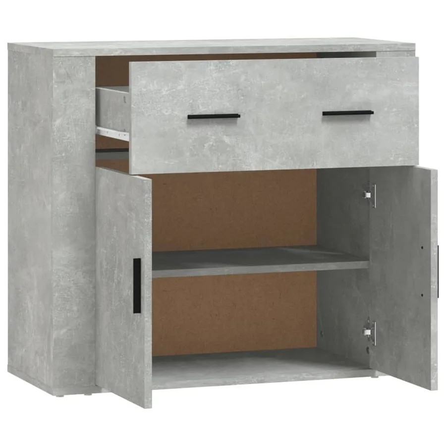 Buffet Gris béton 80x33x70 cm Bois d'ingénierie - 4