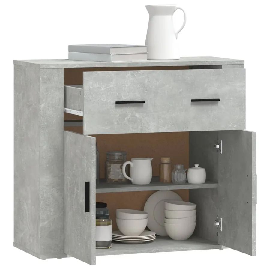 Buffet Gris béton 80x33x70 cm Bois d'ingénierie - 7