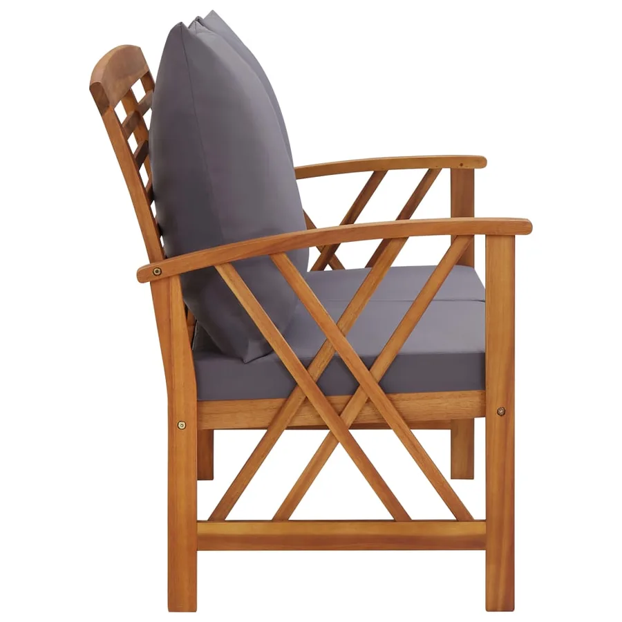 Banc de jardin avec coussins 119 cm Bois solide d'acacia - 3