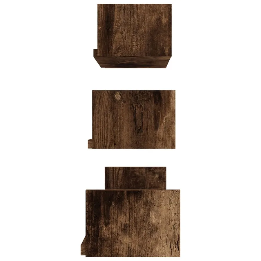 Étagères murales d'affichage 3 pcs Chêne fumé Bois d'ingénierie - 4