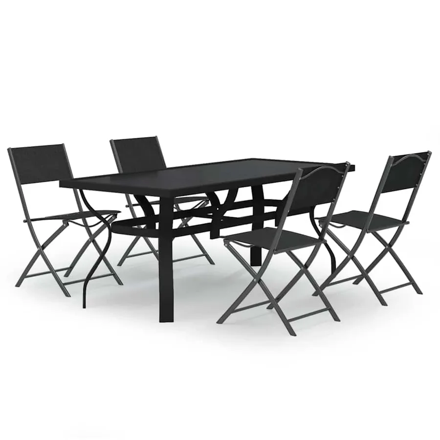 Ensemble à manger de jardin 5 pcs Gris et noir - 2