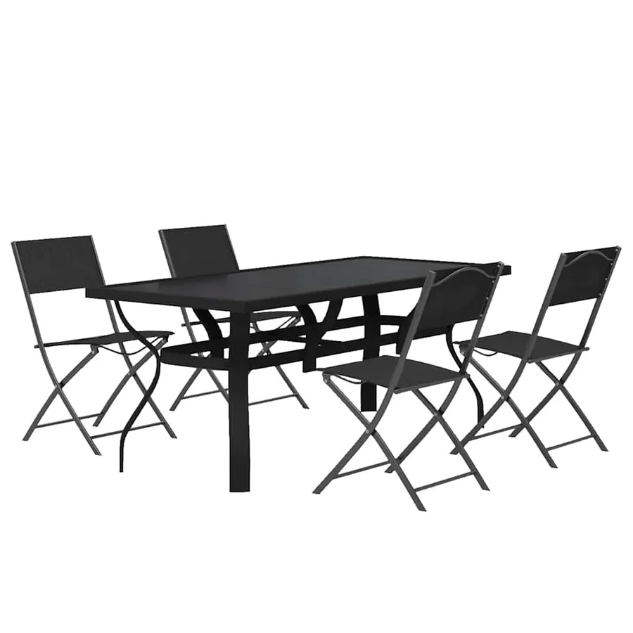 Ensemble à manger de jardin 5 pcs Gris et noir - 3