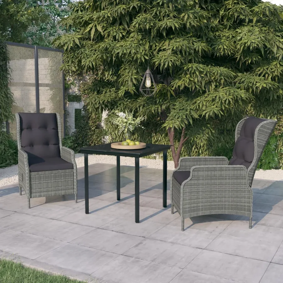 Ensemble à manger de jardin 3 pcs Gris clair