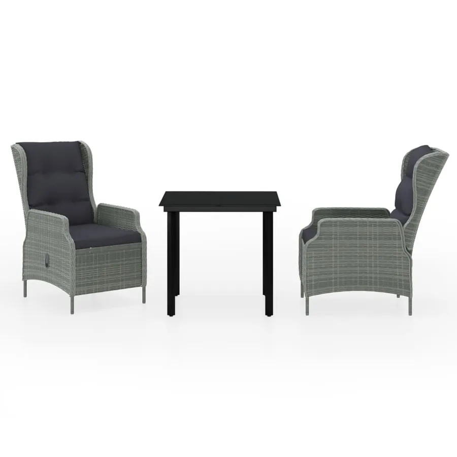 Ensemble à manger de jardin 3 pcs Gris clair - 2
