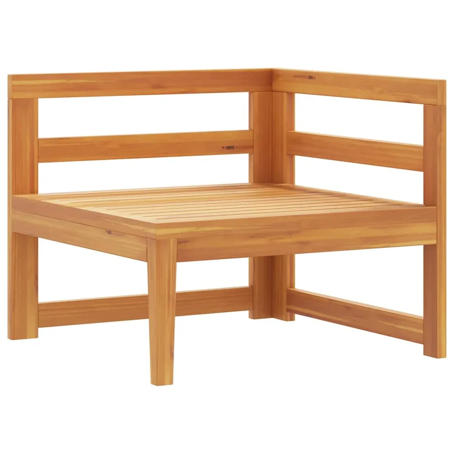 Canapé d'angle avec coussins blanc crème Bois d'acacia solide - 4