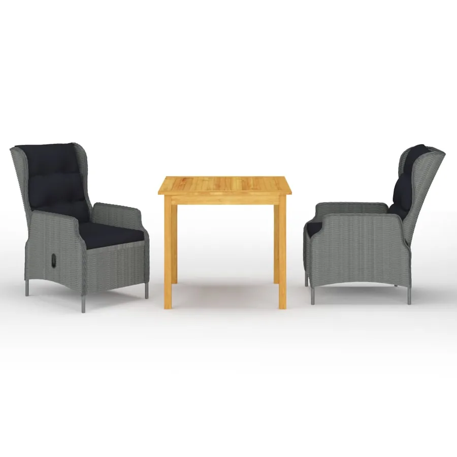 Ensemble à manger de jardin 3 pcs Gris clair