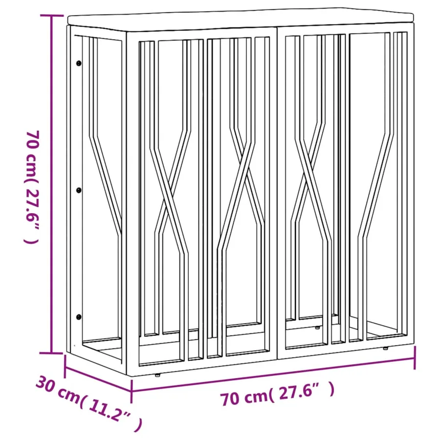 Table console doré acier inoxydable et bois massif récupération - 6