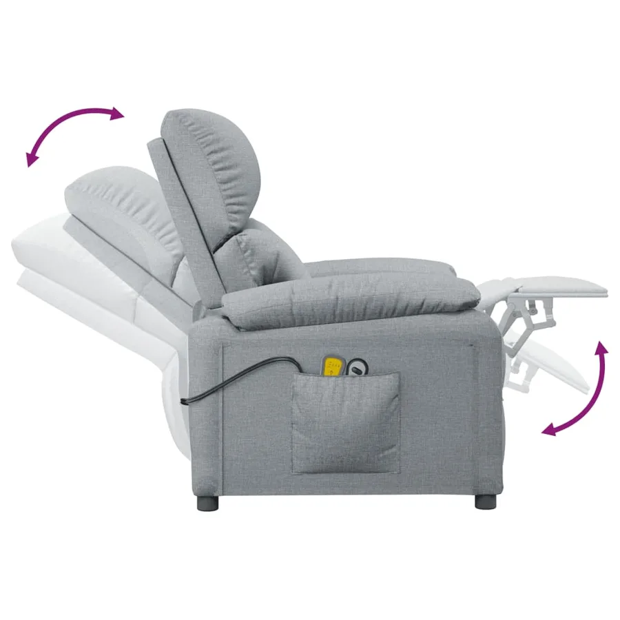 Fauteuil électrique de massage Gris clair Tissu - 8