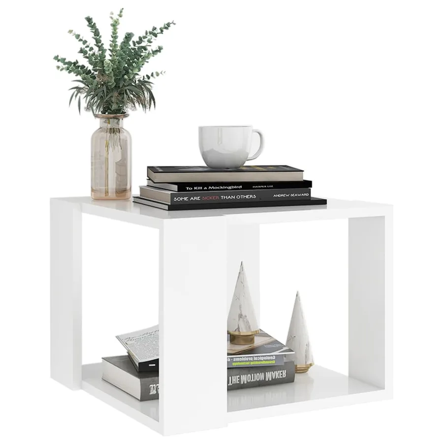 Table basse Blanc 40x40x30 cm Bois d'ingénierie - 3