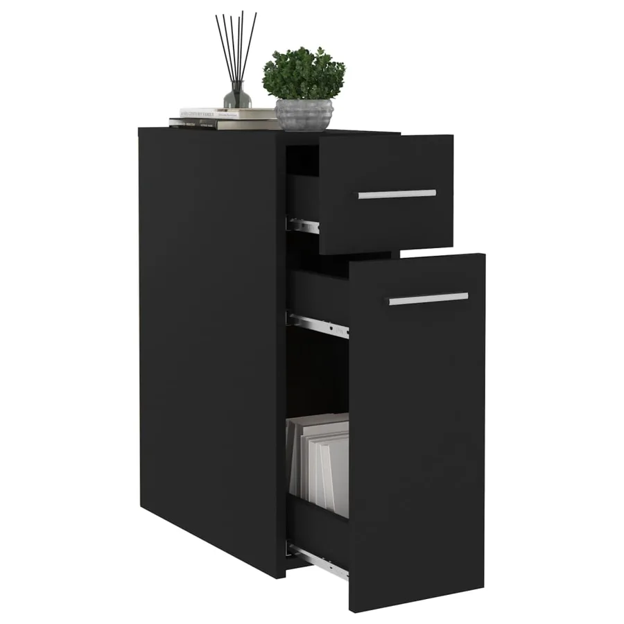 Armoire d'apothicaire Noir 20x45,5x60 cm Bois d’ingénierie - 4