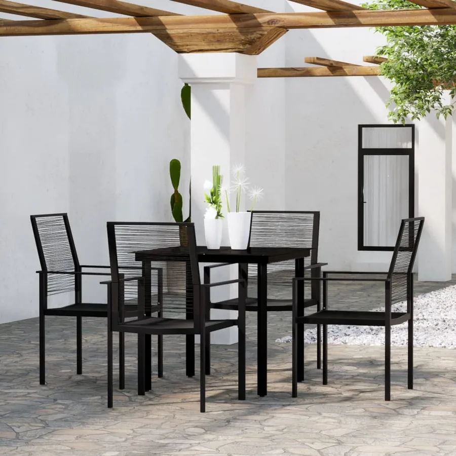 Ensemble à manger de jardin 5 pcs Noir
