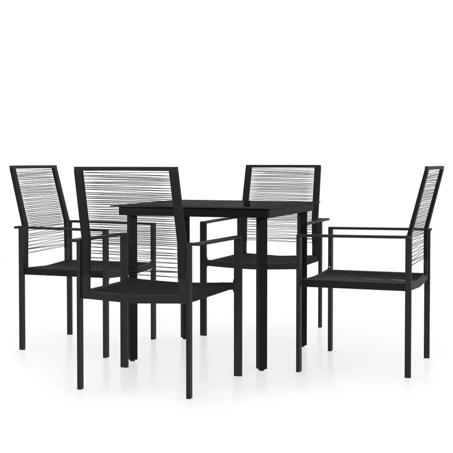 Ensemble à manger de jardin 5 pcs Noir - 2