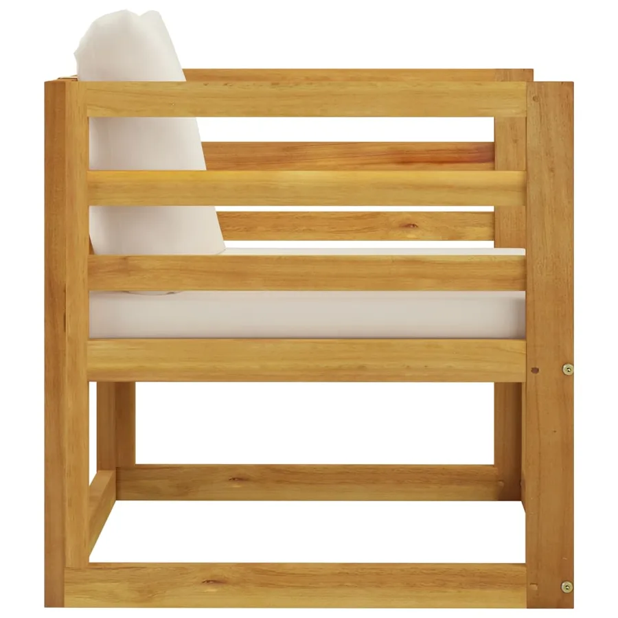 Salon de jardin 6 pcs avec coussin Crème Bois d'acacia solide - 16