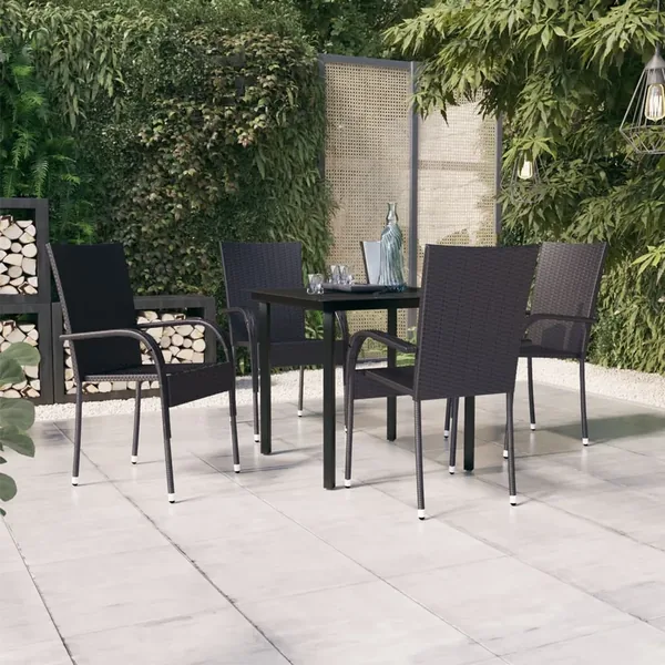 Ensemble à manger de jardin 5 pcs Noir