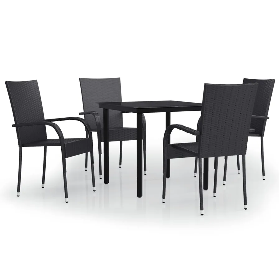 Ensemble à manger de jardin 5 pcs Noir - 2