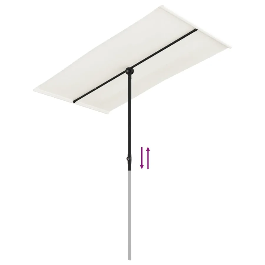 Parasol de jardin avec mât en aluminium 180x110 cm blanc sable - 7