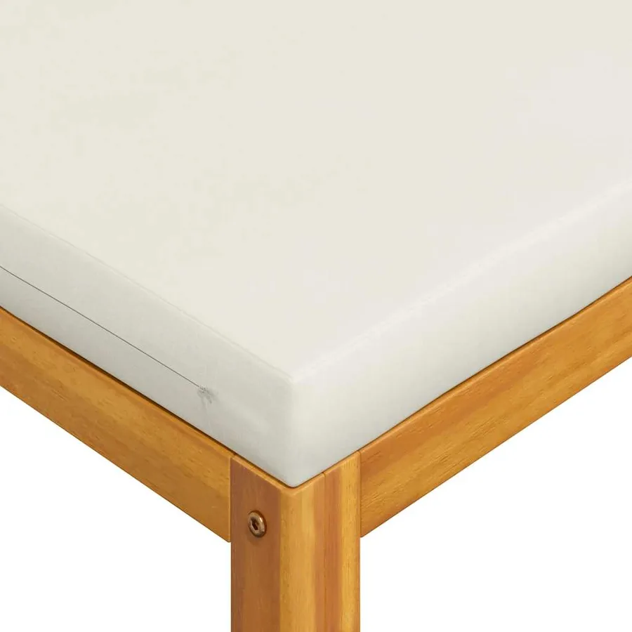 Salon de jardin 3 pcs avec coussins crème Bois d'acacia solide - 12