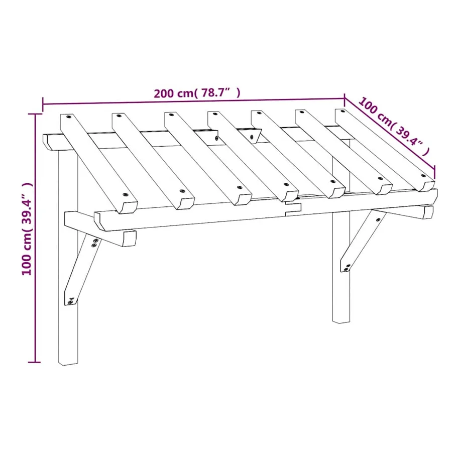 Auvent de porte 200x100x100 cm Bois de pin solide - 8