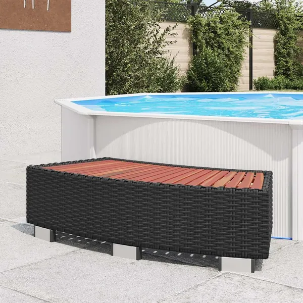 Marche de spa Résine tressée 92 x 45 x 25 cm Noir