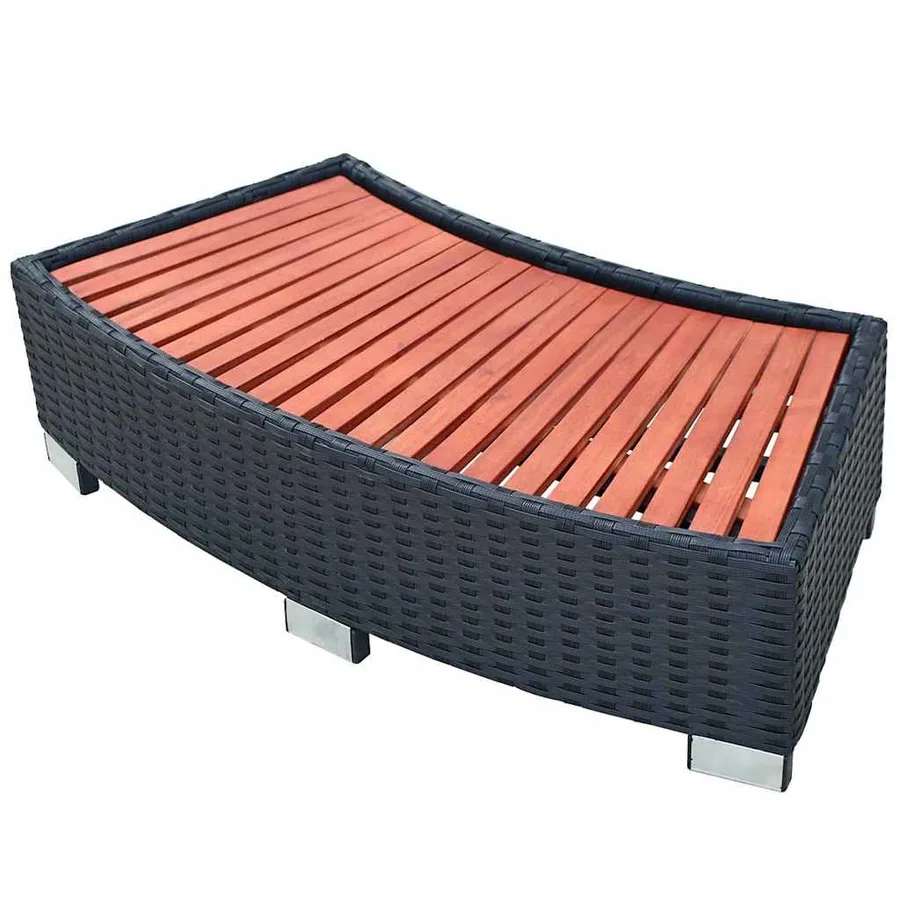 Marche de spa Résine tressée 92 x 45 x 25 cm Noir - 2