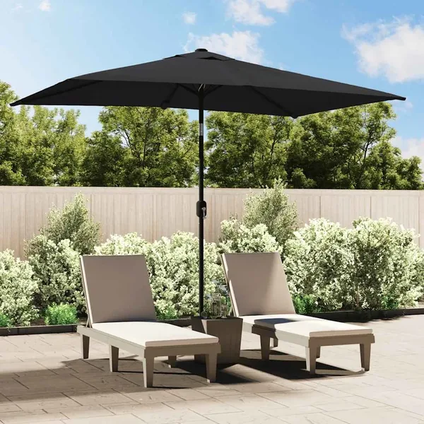 Parasol d'extérieur avec mât en métal 300x200 cm Noir