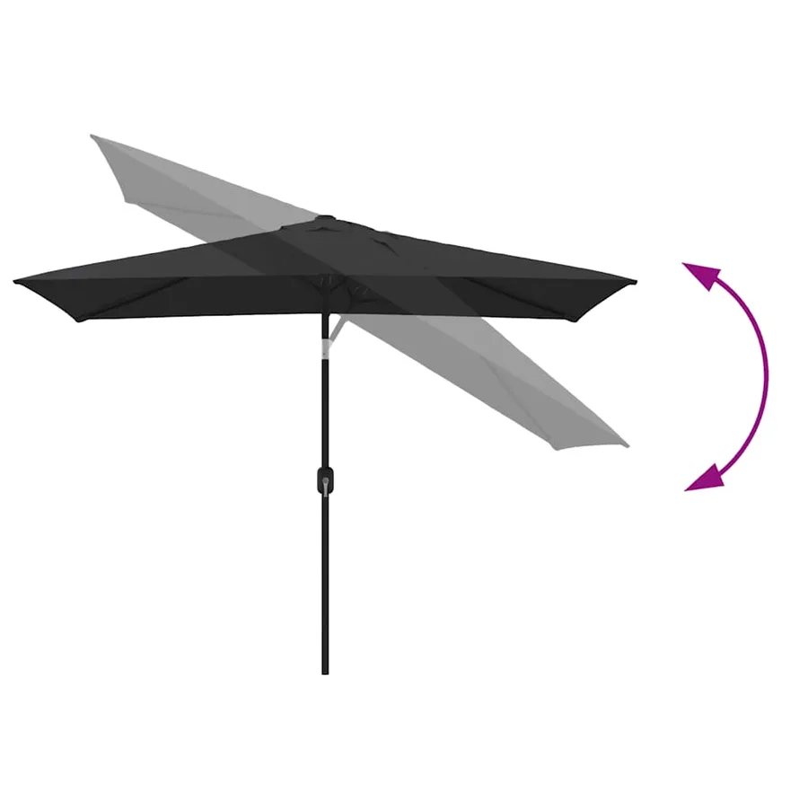 Parasol d'extérieur avec mât en métal 300x200 cm Noir - 5