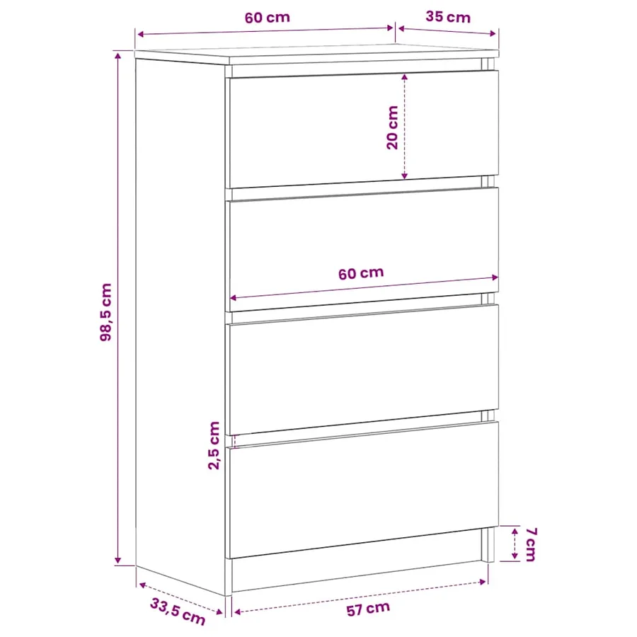 Buffet Noir 60x35x98,5 cm Bois d'ingénierie - 12