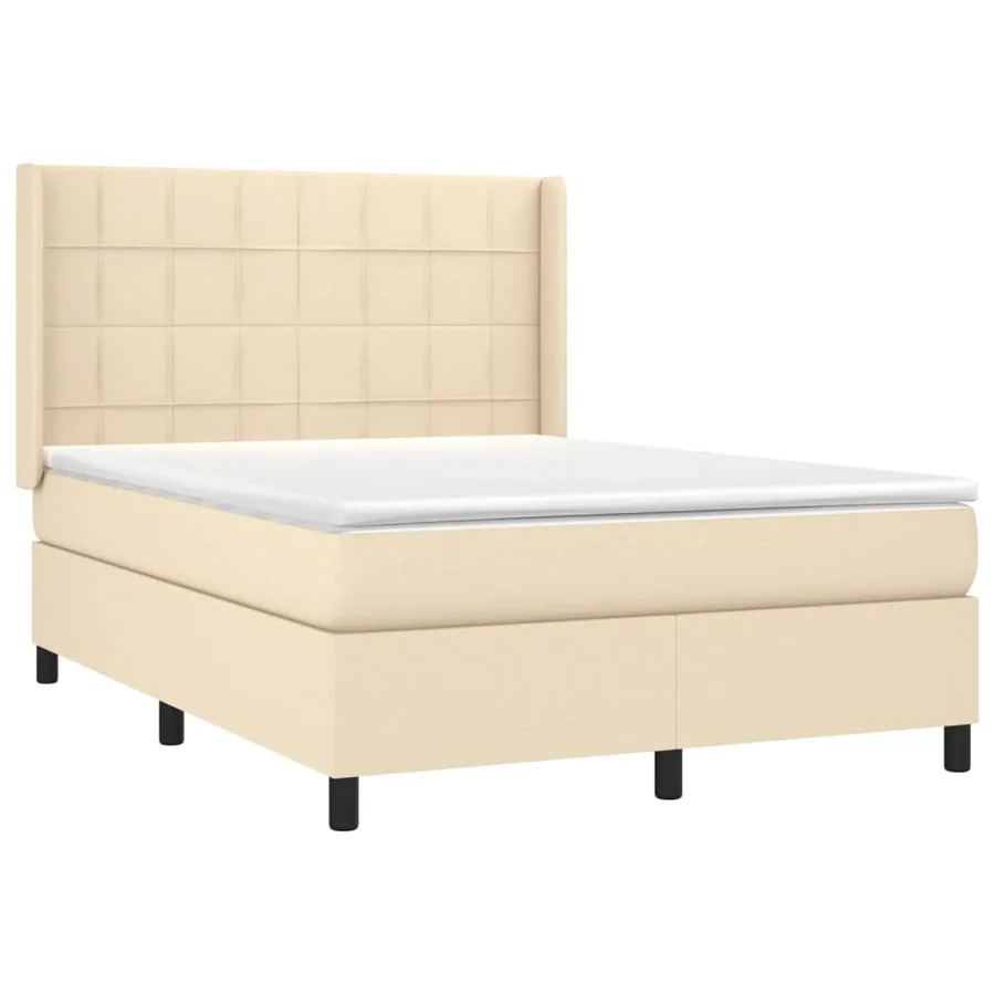 Sommier à lattes de lit matelas et LED Crème 140x200 cm Tissu - 4
