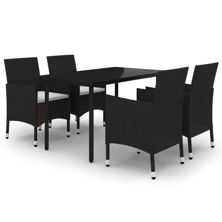 Ensemble à manger de jardin coussins 5 pcs Résine tressée Verre - 2
