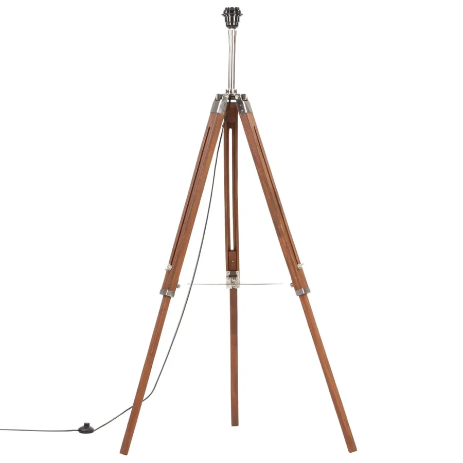 Lampadaire à trépied Marron miel et blanc Bois de teck 141 cm - 3