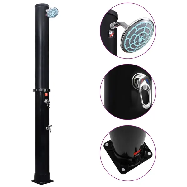 Douche solaire d'extérieur avec pomme de douche et robinet 40 L