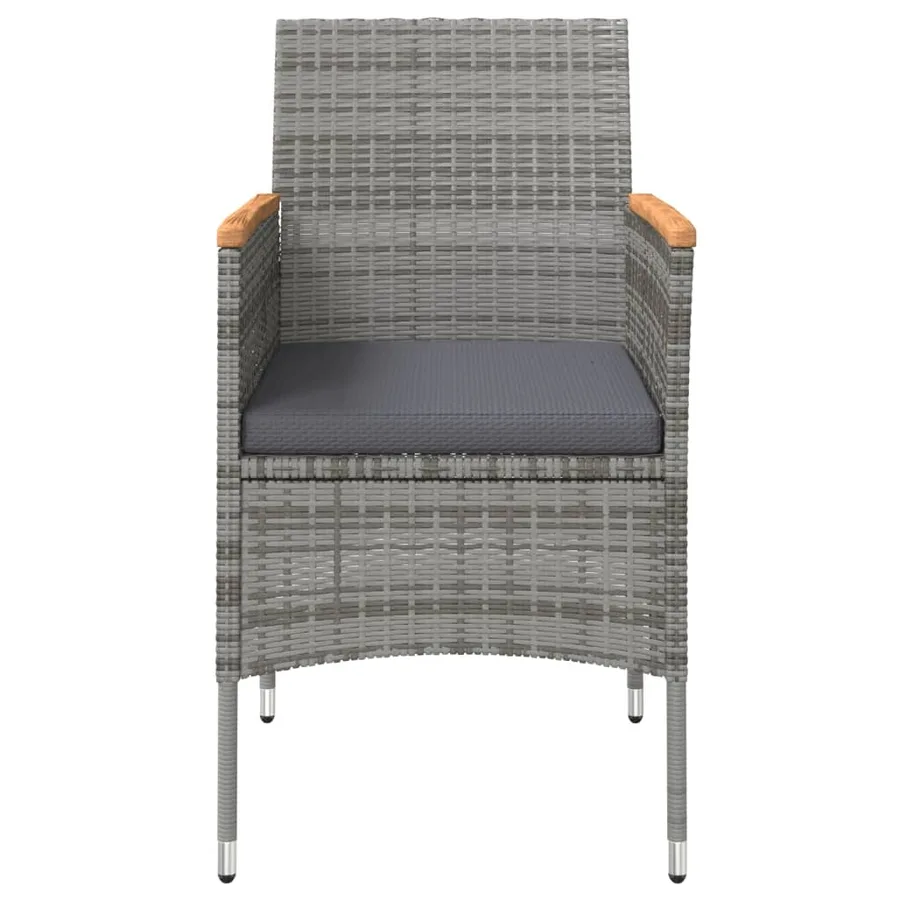 Ensemble à manger de jardin coussins 7pcs Gris et noir - 4