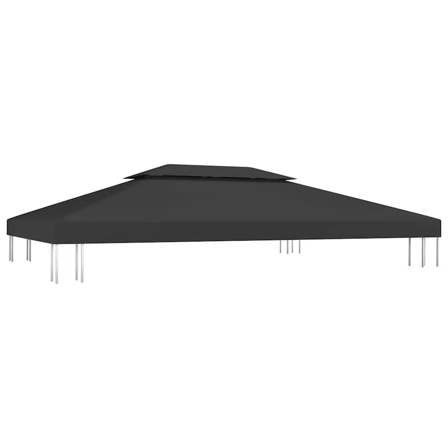 Toile de toit de belvédère 2 niveaux 310 g/m² 4x3 m Noir - 2