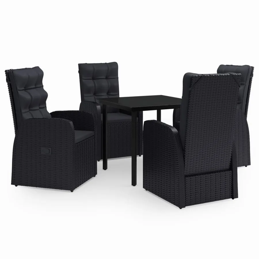 Ensemble à manger de jardin avec coussins 5 pcs Noir - 2