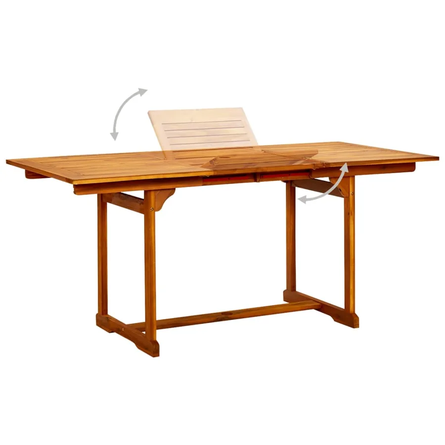 Table à dîner de jardin (120-170)x80x75 cm Bois d'acacia massif - 3