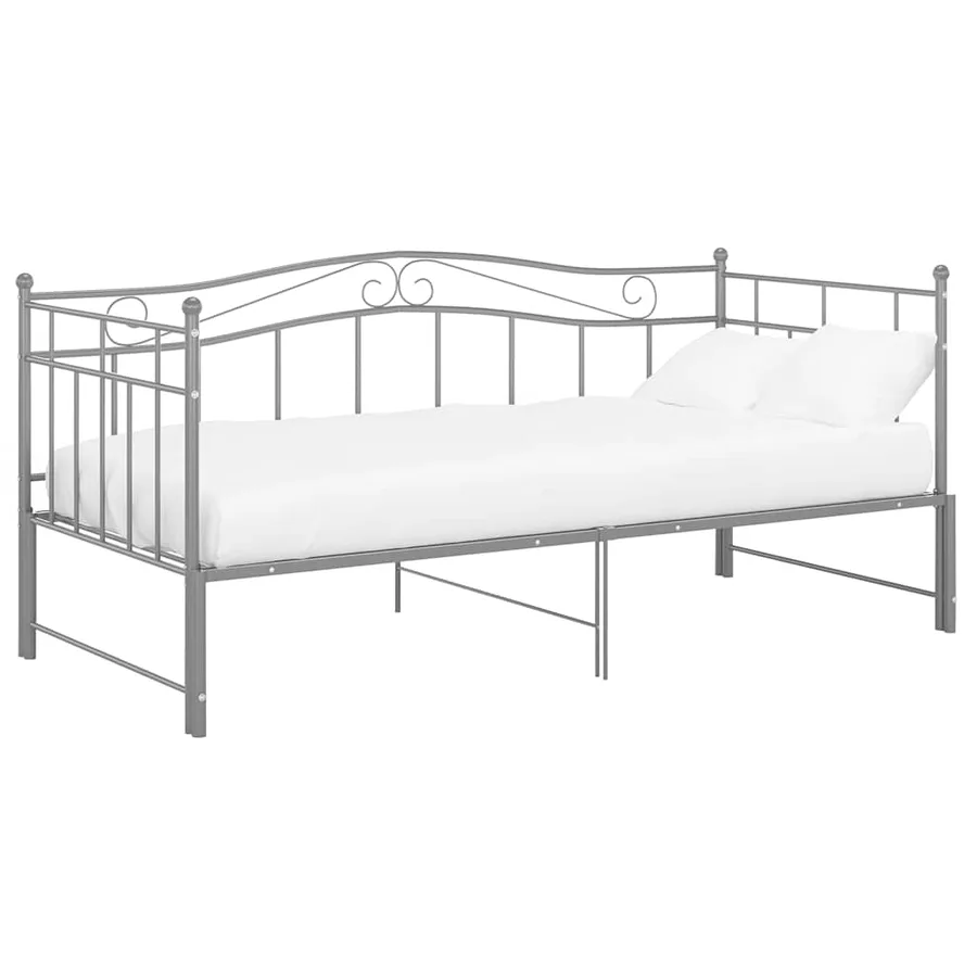 Cadre de canapé-lit extensible sans matelas gris métal 90x200cm - 2