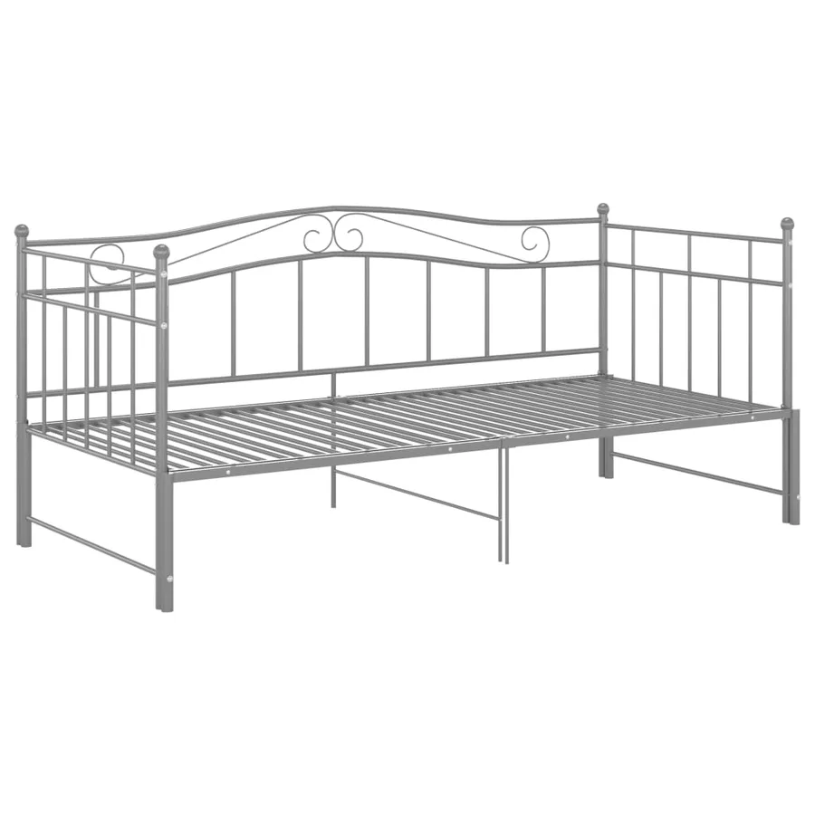 Cadre de canapé-lit extensible sans matelas gris métal 90x200cm - 3