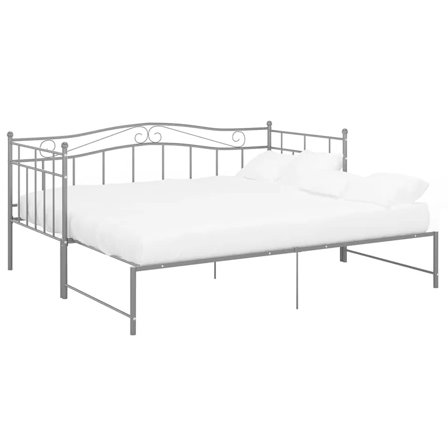 Cadre de canapé-lit extensible sans matelas gris métal 90x200cm - 4